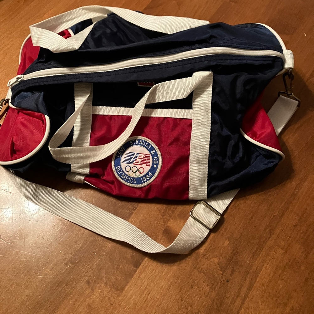 Levi's Red and Blue Athletic Duffel Bag Durable Fabric